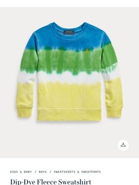 Polo by Ralph Lauren Kids Dip-Dye Crew Sweatshirt in Blue, Green, White, Yellow